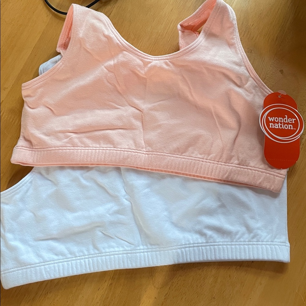 wonder nation Peach and White Sports Bras